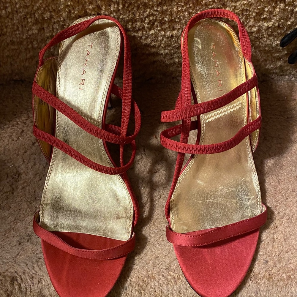 Red, Tahari, dressy high heel sandals- size 10M
